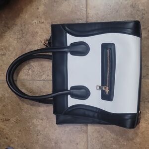 Black white designer Fashion bag mini luggage tote handbag purse